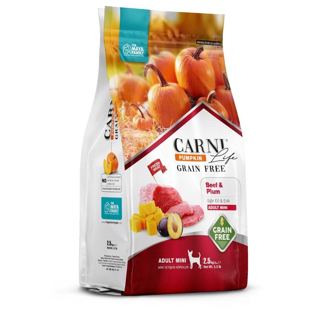 Maya Family Carni Life Pumpkin Grain Free 2.5kg Ξηρά Τροφή για Ενήλικους Σκύλους Μίνι με Μοσχάρι και Δαμάσκηνο