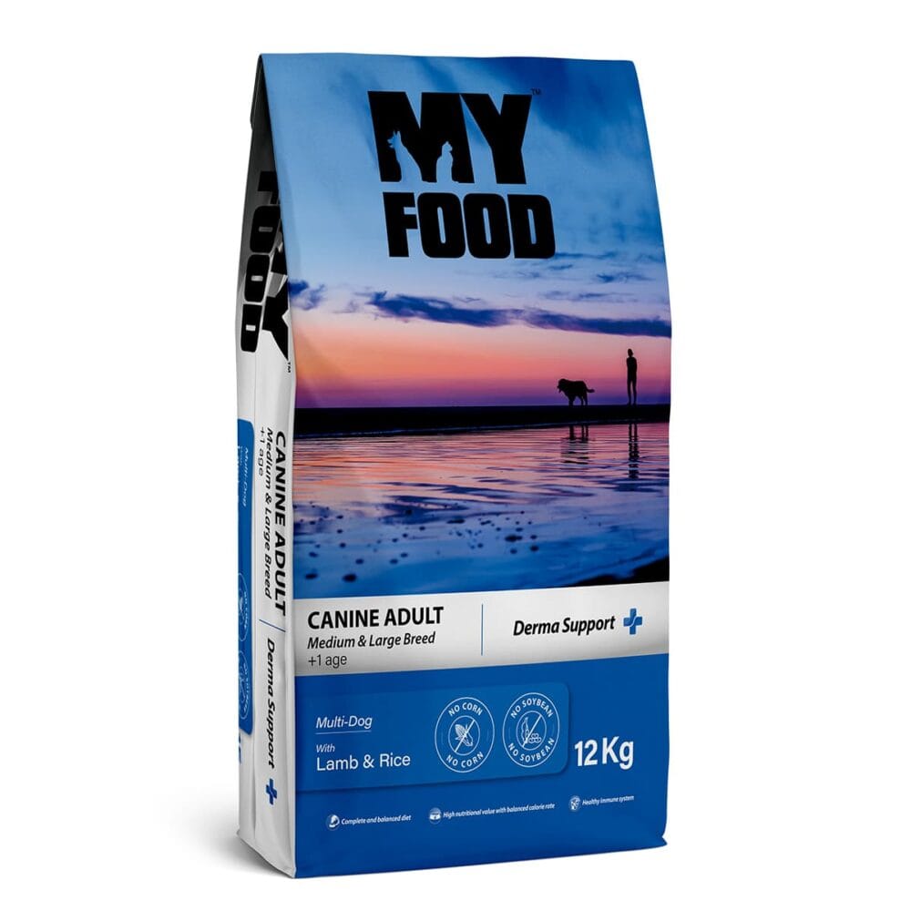 Myfood Derma Support Ξηρά τροφή για Ενήλικους Σκύλους Με Αρνί και Ρύζι 12kg