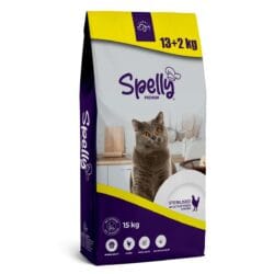 Spelly Premium Low Grain 13+2kg Ξηρά Τροφή για Στειρωμένες Γάτες με Κοτόπουλο