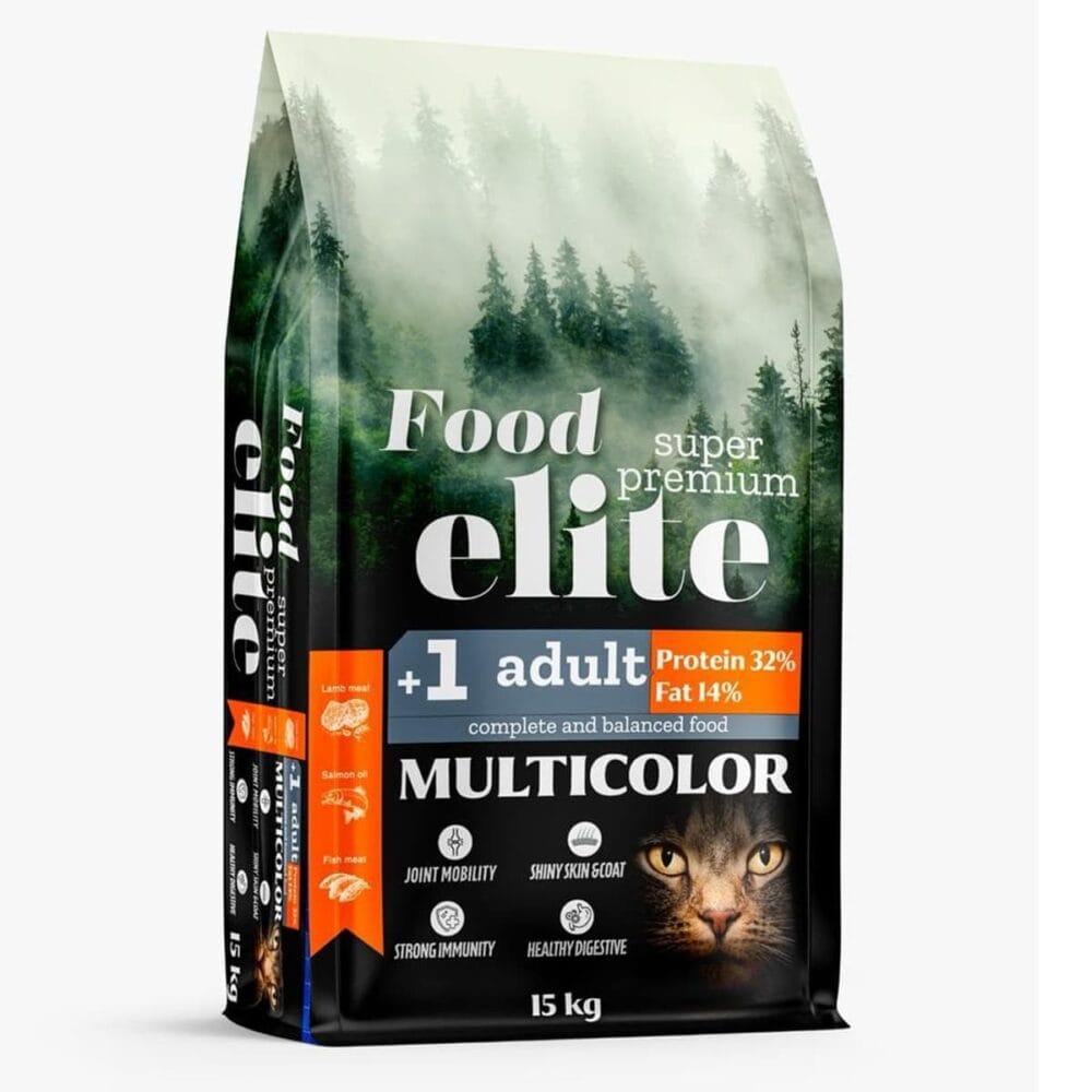 Food Elite Super Premium  Multicolor 15kg Ξηρά Τροφή για Ενήλικες Γάτες με Αρνί