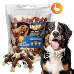 Uniq 500gr Λιχουδιά για Σκύλους Κόκκαλα Ασβεστούχα Τυλιγμένα με Πάπια