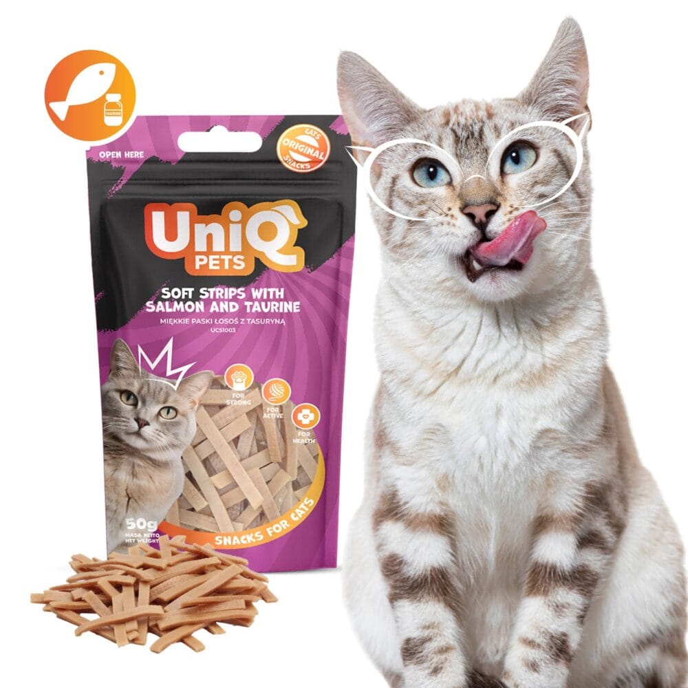 Uniq 50gr Λιχουδιά για Γάτες Μαλακές Λωρίδες με Σολομό και Ταυρίνη