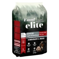 Food Elite Super Premium - Ξηρά Τροφή Light για Ηλικιωμένους, Στειρωμένους Σκύλους Κοτόπουλο 15kg