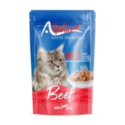 Alphapet Super Premium Jelly 85gr για Ενήλικες Γάτες με Μοσχάρι σε Φακελάκι (Chunk in Jelly)