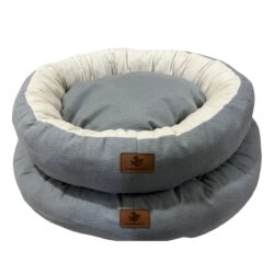 Robert Shop Collection Σετ Κρεβατιών Κατοικιδίων Στρογγυλό Γκρι-Κρεμ 2τμχ