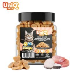 Uniq Μαλακές Λιχουδιές Γάτας σε Σχήμα Καρδιάς με Κοτόπουλο και Μπακαλιάρο σε Βάζο 200g